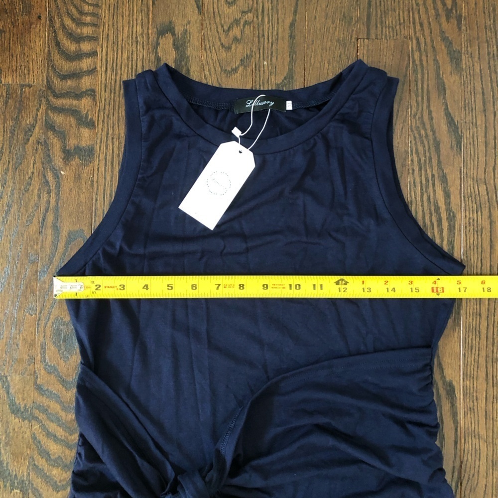 LILLUSORY Women's M Navy Blue Sleeveless Bodycon Side Ruched Mini Dress - NWT!! - Picture 5 of 10